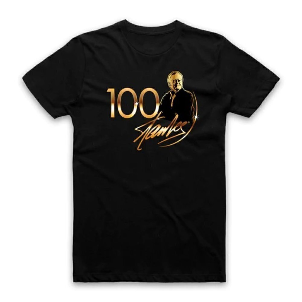 NEW Legion M Stan Lee Centennial Gold Foil 100 Logo Tee Shirt Limited Edition S 